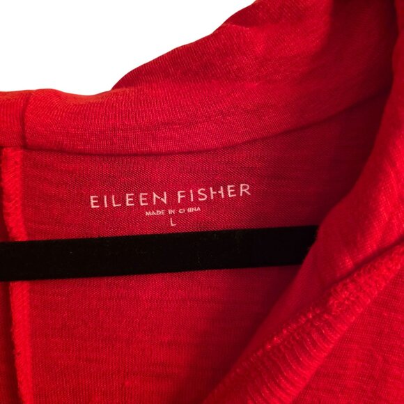 Eileen Fisher Firefly Orange 100% Linen Jersey Hoodie Lightweight Cardigan Sweat - Picture 4 of 7